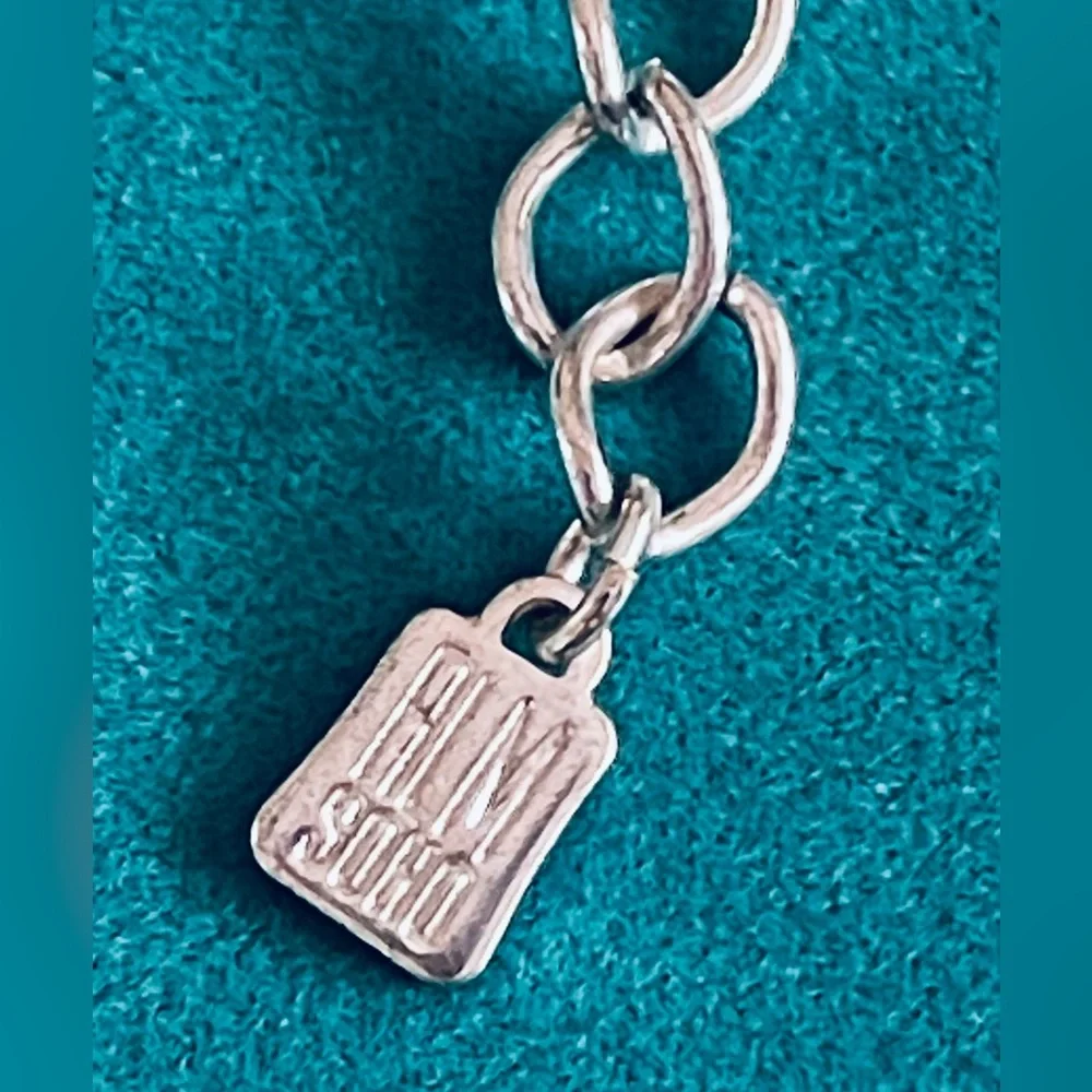 RLM SOHO SILVER PAPER CLIP NECKLACE SEMI PRECIOUS MOSAIC TURQUOISE PENDANT/ RARE - Picture 6 of 6